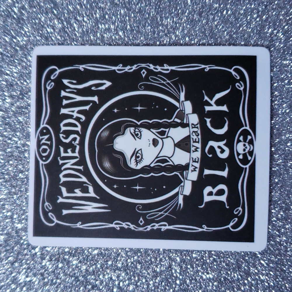 ADDAMS FAMILY waterproof sticker Wednesday Quote Black